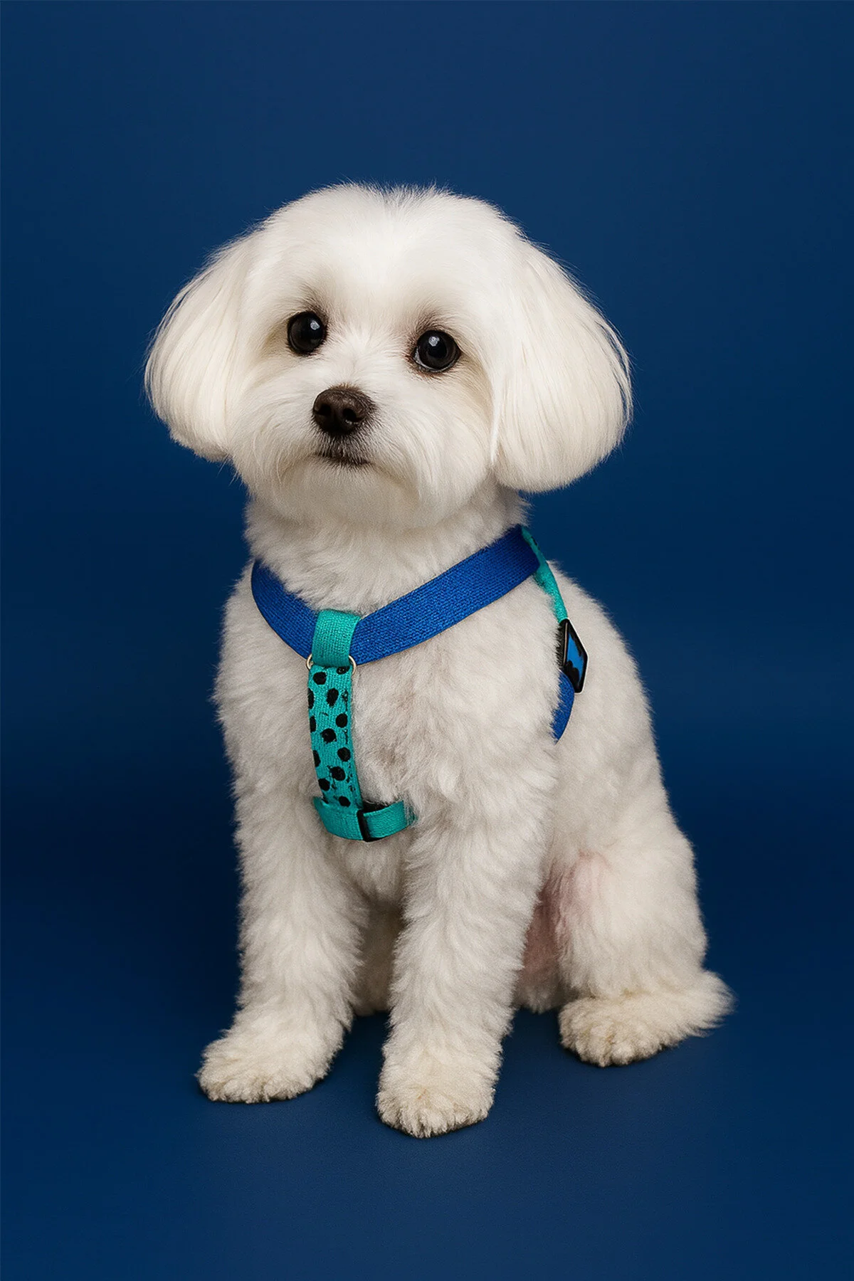 Mavi Çekiştirme Önleyici Ayarlanabilir H Tipi Köpek Göğüs & Gezdirme ve Boyun Tasması Seti